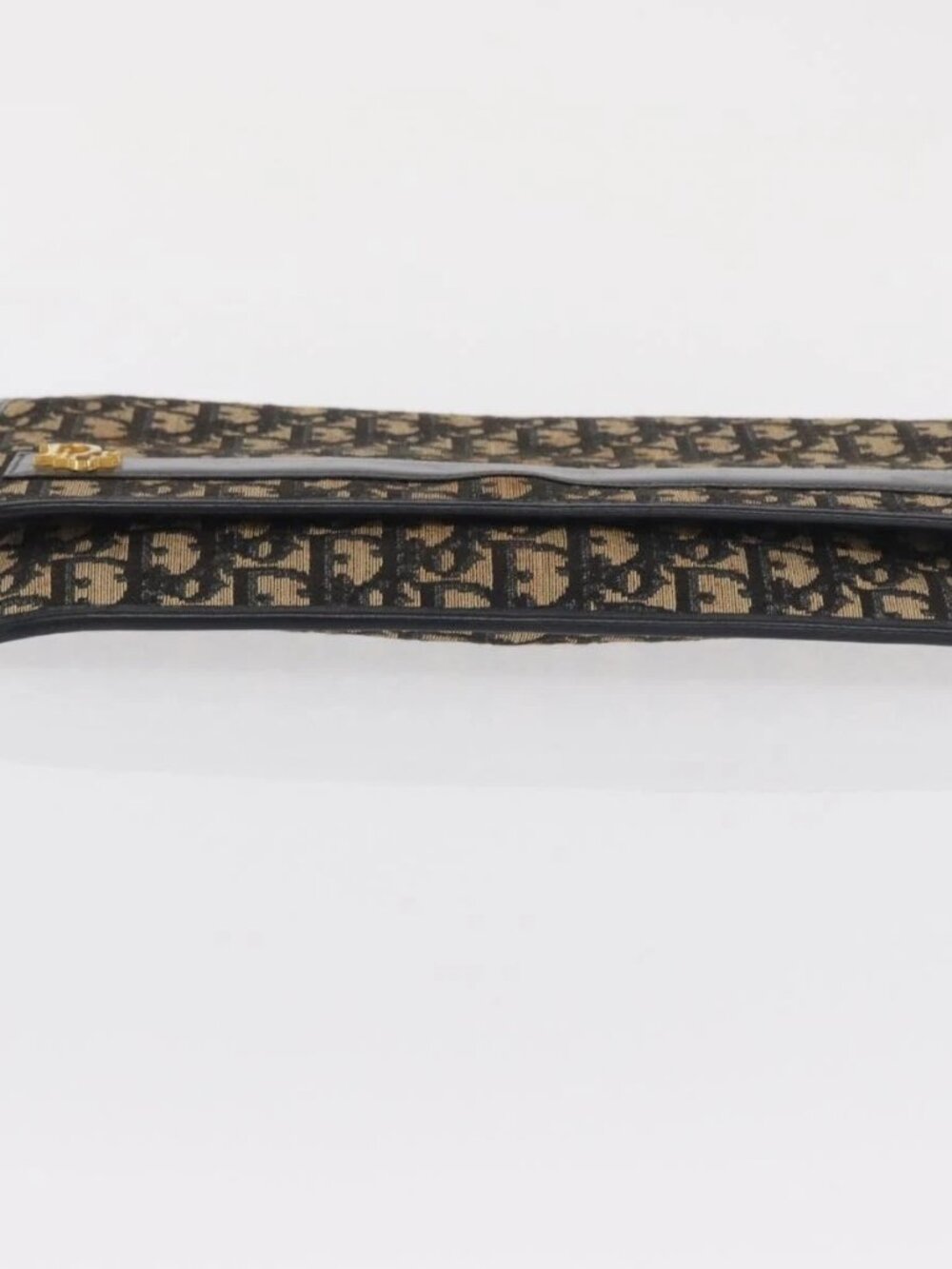 Christian Dior Trotter Canvas Clutch Bag Navy Gold Auth 170587 - Picture 7 of 14